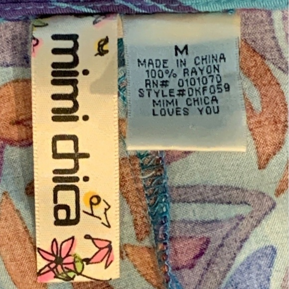 Mimi Chica M Kaftan Kimono Style Pullover Blouse Multicolor Floral #231A - Picture 6 of 7